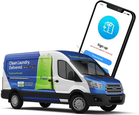 Laundry App Preview - Bus Graphic